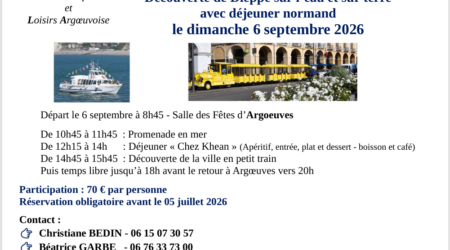 Association Sport & Loisirs Argœuvoise, vous propose une sortie à DIEPPE