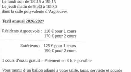 L&rsquo;ASSOCIATION SPORTS & LOISIRS ARGOEUVOISES vous propose la reprise des cours de PILATES à partir du lundi 7 septembre 2026